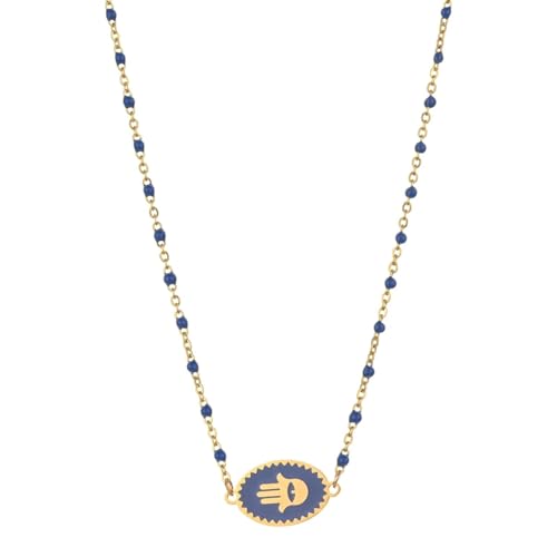 Halskette Ketten Schmuck Herren Frauen Anhänger Necklace Liebevolle Amulett-Hand-Anhänger-Halskette, Halsketten Für Damen, Blau von Hmsanase