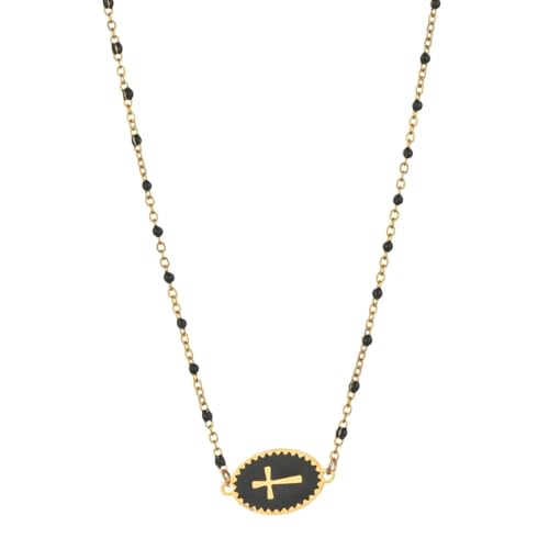 Halskette Ketten Schmuck Herren Frauen Anhänger Necklace Mode Kreuz Anhänger Halskette Frauen Minimalistische Vintage Lange Kette Halsketten Geschenk Schwarz von Hmsanase