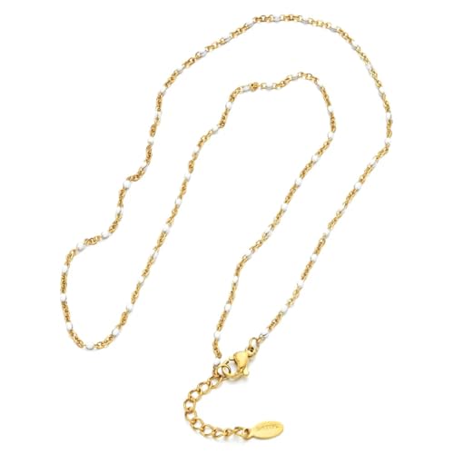 Halskette Ketten Schmuck Herren Frauen Anhänger Necklace Modische Dünne Kette Mit Mehrfarbiger Trend-Halskette, Elegantes Bohemia-Weiß von Hmsanase