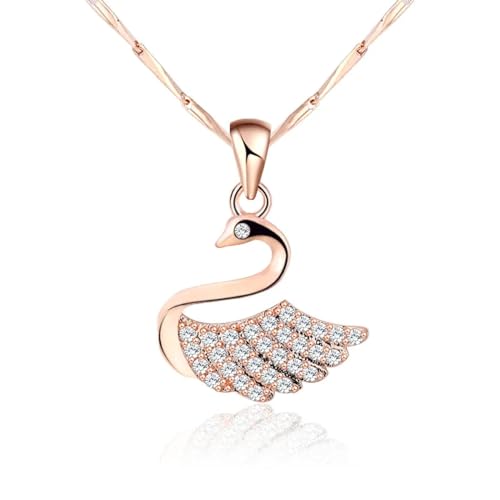 Halskette Ketten Schmuck Herren Frauen Anhänger Necklace Schwan-Anhänger-Halskette Für Frauen, Leichte Luxus-Schlüsselbeinkette, Geschenke von Hmsanase