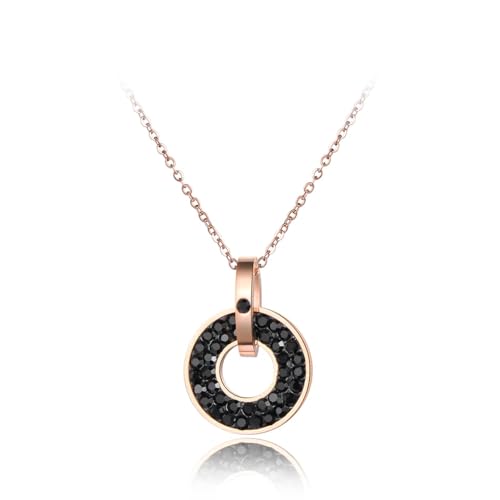 Halskette Ketten Schmuck Herren Frauen Anhänger Necklace Schwarz/Weiße Kristall-Anhänger-Halsketten, Hochzeits-Halskette Für Damen N18072R-Schwarz von Hmsanase