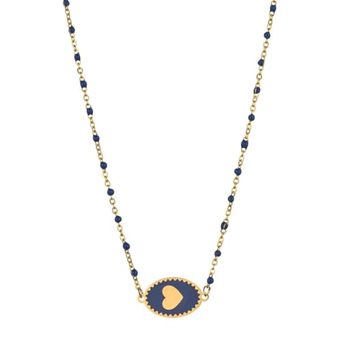 Halskette Ketten Schmuck Herren Frauen Anhänger Necklace Süße Liebesherz-Halskette, Geschenk Für Freundin, Halskette Xn121-Blau von Hmsanase