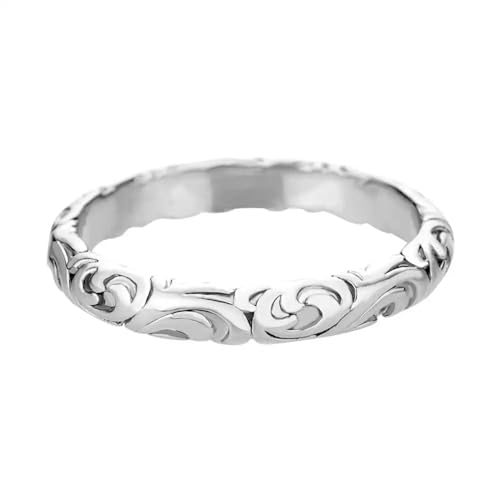 Hmsanase Ring Ringe Damen Bijouterie Herren Carving Wave Ringe Für Damen Herren Retro Ring Hochzeit Silber von Hmsanase