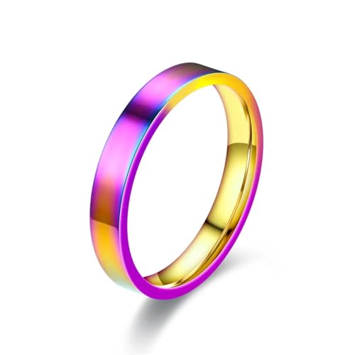 Hmsanase Ring Ringe Damen Bijouterie Herren Damen-Ring, Ringe Für Männer, Matt Gebürstet, Für Hochzeit, Verlobung, Unisex, 13 Regenbogen von Hmsanase