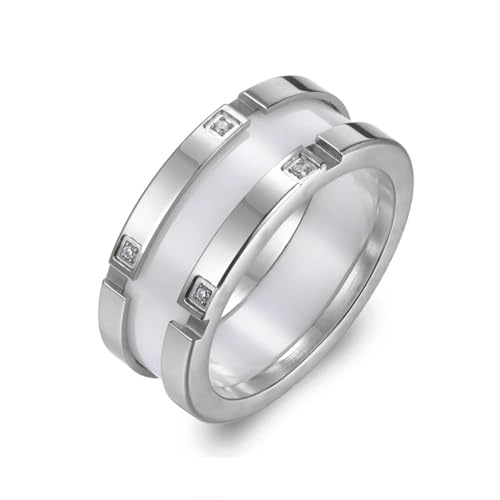 Hmsanase Ring Ringe Damen Bijouterie Herren Ehering Kristall Schwarz/Weiß Ringe Für Damen 6 R17039P-Weiß von Hmsanase