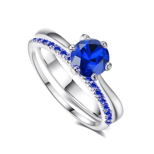 Hmsanase Ring Ringe Damen Bijouterie Herren Ehering-Set Für Damen, Weiblich, Damen-Verlobungsring Mit Glänzendem Stein, Klassisch, 5,5 Blau von Hmsanase