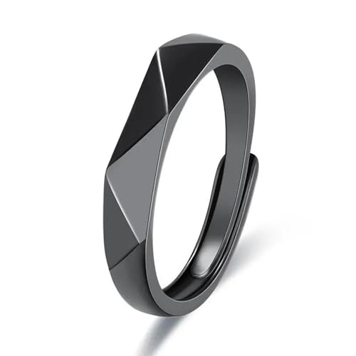 Hmsanase Ring Ringe Damen Bijouterie Herren Einfacher Geometrischer Paarring, Offener Verstellbarer Ring Für Männer Und Frauen, Ehering, Paar, Verlobungsfeier, Geschenk, Größenverstellbar, Schwarz von Hmsanase