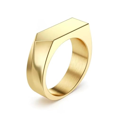 Hmsanase Ring Ringe Damen Bijouterie Herren Flache Oberseite, Klassischer, Einfacher, Glatter Ring, Vintage-Männeraccessoires, Ehering, 9 Gold von Hmsanase