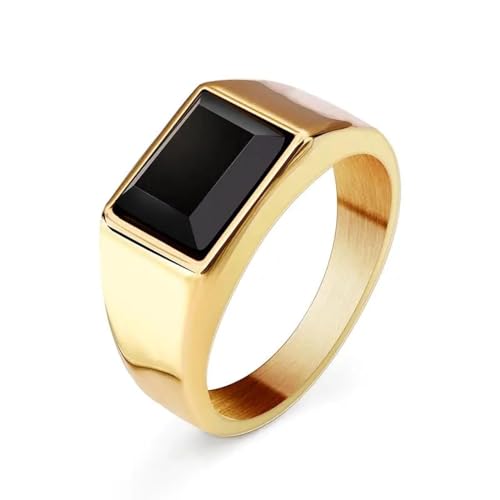 Hmsanase Ring Ringe Damen Bijouterie Herren Geometrischer Schwarzer Steinring Minimalistisch Für Männer Frauen Partygeschenk 11 Gold von Hmsanase