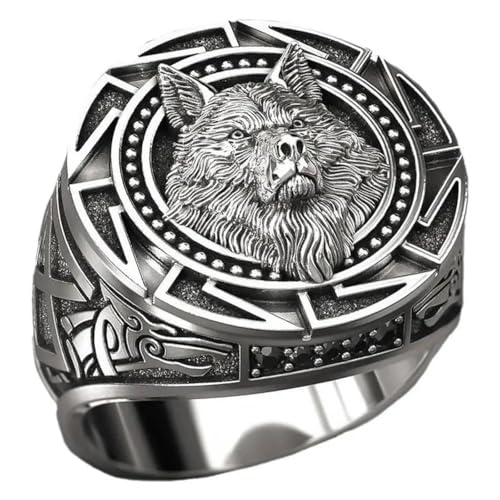 Hmsanase Ring Ringe Damen Bijouterie Herren Geprägter Wolfskopf Geschlossener Ring Für Männer Mit Persönlichkeit Und Dominantem Punk Hip-Hop 14 Picturecolor von Hmsanase