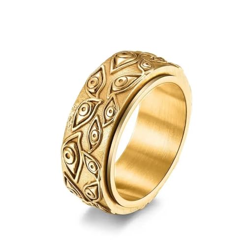 Hmsanase Ring Ringe Damen Bijouterie Herren Geschnitzte Augen Herren Ring Vintage Punk Finger Rock Kultur Ring Unisex Männer Frauen Party 10 Gold von Hmsanase