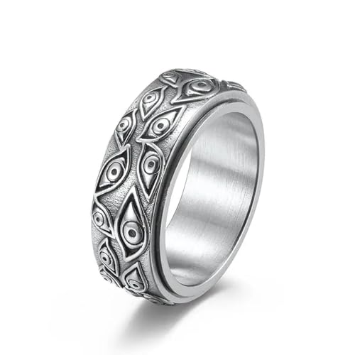 Hmsanase Ring Ringe Damen Bijouterie Herren Geschnitzte Augen Herren Ring Vintage Punk Finger Rock Kultur Ring Unisex Männer Frauen Party 13 Silber von Hmsanase