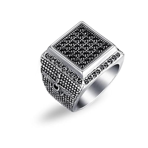 Hmsanase Ring Ringe Damen Bijouterie Herren Großer Retro-Ring Für Herren, Kristall-Adler-Muster, Ring, Zubehör, Party, 8 Silber von Hmsanase