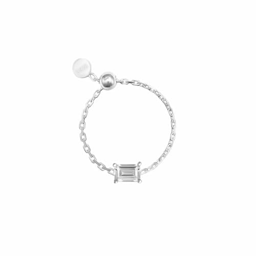 Hmsanase Ring Ringe Damen Bijouterie Herren Klarer Gliederkettenring, Verstellbare Charm-Ringe Für Frauen, Hochzeit, Veränderbare Größe, Silber-Rechteck von Hmsanase