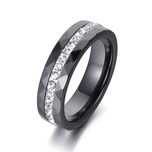 Hmsanase Ring Ringe Damen Bijouterie Herren Klassische Weiße Und Schwarze Ringe Zur Hochzeit, Verlobungsringe Für Frauen, 6 Stück, Schwarz von Hmsanase