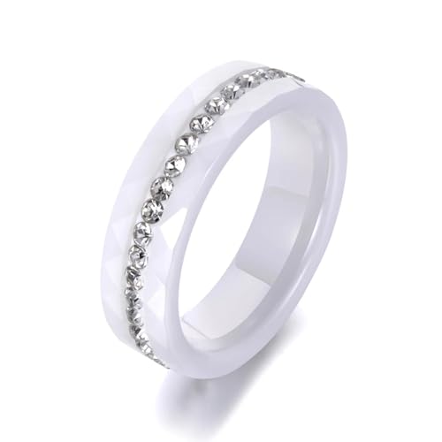 Hmsanase Ring Ringe Damen Bijouterie Herren Klassische Weiße Und Schwarze Ringe Zur Hochzeit, Verlobungsringe Für Frauen 6 Weiss von Hmsanase