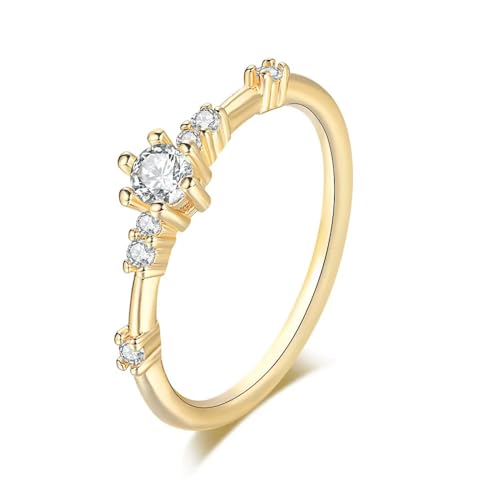 Hmsanase Ring Ringe Damen Bijouterie Herren Kleine Dünne Kristallringe Für Frauen, Glänzende Minimalistische Ringe 7 Kcr091 von Hmsanase