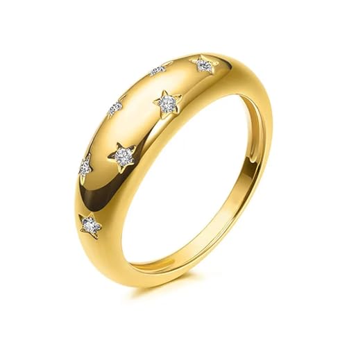 Hmsanase Ring Ringe Damen Bijouterie Herren Klobige Statement-Ringe Für Frauen, Glänzender Blumenring, Schlichter Designer-Hochzeits-Verlobungsring 7 R446 von Hmsanase