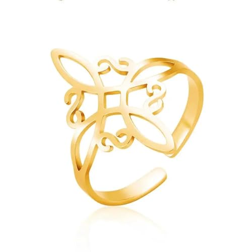 Hmsanase Ring Ringe Damen Bijouterie Herren Knotenring Für Damen Und Herren, Verstellbar, Offene Fingerringe, Geschenk, Gold von Hmsanase