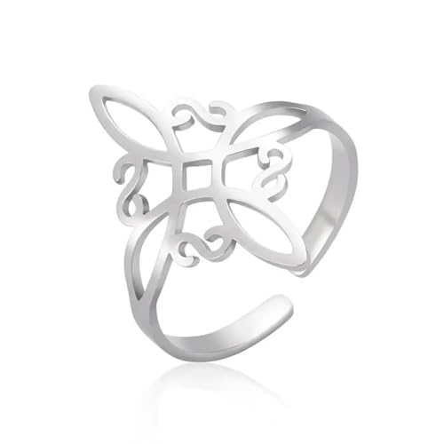 Hmsanase Ring Ringe Damen Bijouterie Herren Knotenring Für Damen Und Herren, Verstellbar, Offene Fingerringe, Geschenk, Silber von Hmsanase