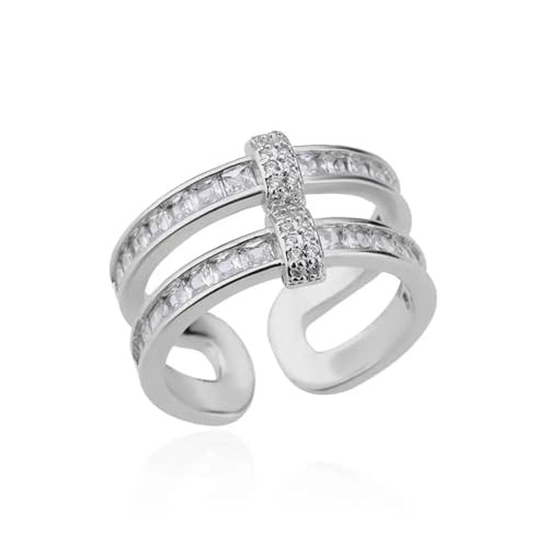 Hmsanase Ring Ringe Damen Bijouterie Herren Kreuzringe Für Damen, Kristallring, Romantisches Paar, Hochzeit, Silber von Hmsanase