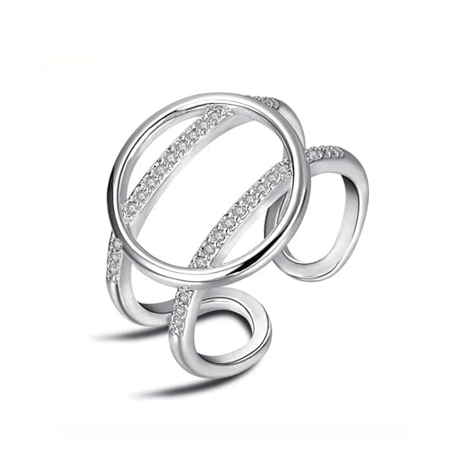 Hmsanase Ring Ringe Damen Bijouterie Herren Mädchenring Im Büro-Stil, Rund, Kreis, Schlicht, Offen, 6 Ringe, Silber von Hmsanase