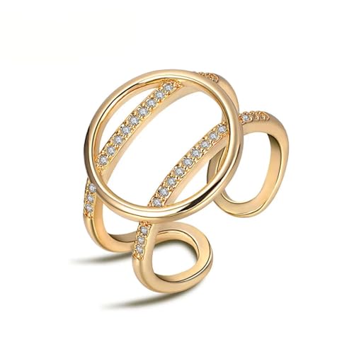 Hmsanase Ring Ringe Damen Bijouterie Herren Mädchenring Im Büro-Stil, Runder Kreis, Einfache Offene Ringe, 8 Gold von Hmsanase