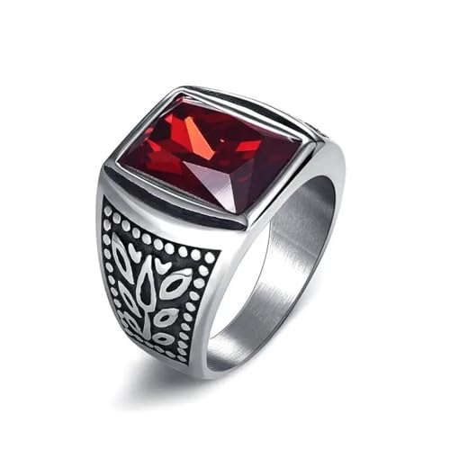 Hmsanase Ring Ringe Damen Bijouterie Herren Männer Hiphop Punk Ring Schwarz/Rot Stein Ring Rock Männlich Eheringe 10 Rot von Hmsanase