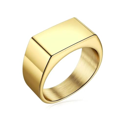 Hmsanase Ring Ringe Damen Bijouterie Herren Männer Ring Einfacher Stil Schwarzer Quadratischer Ring Charm Hiphop Männliches Partygeschenk 9 Gold von Hmsanase