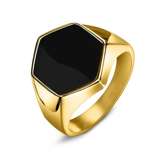 Hmsanase Ring Ringe Damen Bijouterie Herren Männer Ring Flache Ringe Männer Band Hiphop Punk Geschenk 12 Gold von Hmsanase