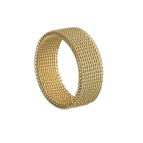 Hmsanase Ring Ringe Damen Bijouterie Herren Mesh-Ring-Design, Schlichtes Hip-Hop-Paar Für Damen Und Herren, Temperament, Ehering, Valentinstagsgeschenk, 10 Gold von Hmsanase