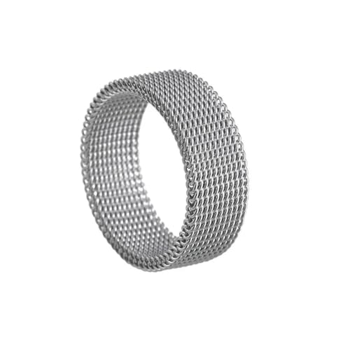 Hmsanase Ring Ringe Damen Bijouterie Herren Mesh-Ring-Design, Schlichtes Hip-Hop-Paar Für Damen Und Herren, Temperamentvoll, Ehering, Valentinstagsgeschenk, 10 Silber von Hmsanase