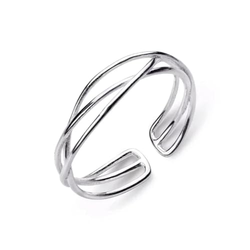 Hmsanase Ring Ringe Damen Bijouterie Herren Minimalistischer Verstellbarer Ring Mit Geometrischer Twist-Linie Für Damen, Größenverstellbar Weiss von Hmsanase