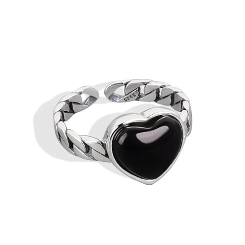 Hmsanase Ring Ringe Damen Bijouterie Herren Offene Ringe Für Damen, Schwarz, Herzform, Unregelmäßig, Verstellbar, Party, Weiss von Hmsanase