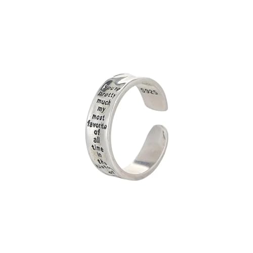 Hmsanase Ring Ringe Damen Bijouterie Herren Offene Ringe Mit Unregelmäßigen Buchstaben Für Frauen, Weiblich, Einfacher Retro-Stil, Veränderbares Bild von Hmsanase