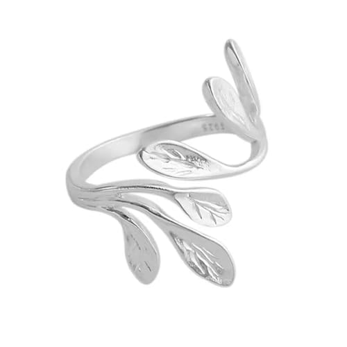 Hmsanase Ring Ringe Damen Bijouterie Herren Olivenblatt Ring Damen Minimalistisch Einzigartiges Design Offener Ring Weiss von Hmsanase