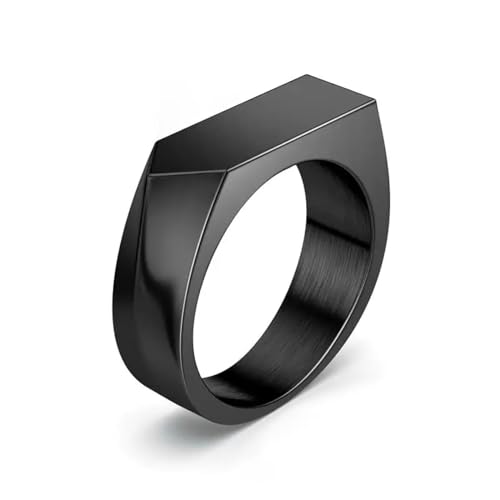 Hmsanase Ring Ringe Damen Bijouterie Herren Quadratischer Band-Ring Mit Flacher Oberseite, Vintage-Stil, Rustikal, Für Damen Und Herren, 10 Schwarz von Hmsanase