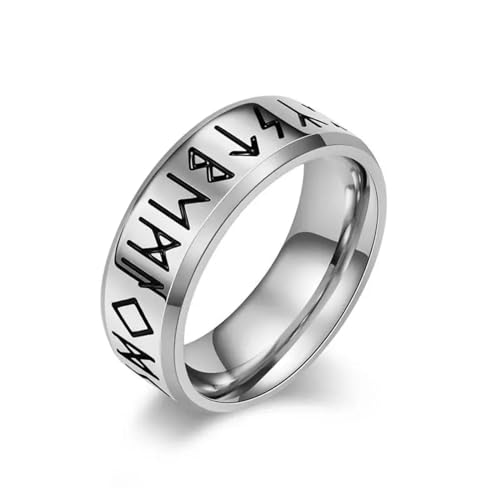 Hmsanase Ring Ringe Damen Bijouterie Herren Ring Einfache Buchstaben Rune Worte Ringe Für Männer Frauen 11 Silber von Hmsanase