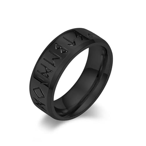 Hmsanase Ring Ringe Damen Bijouterie Herren Ring Einfache Buchstaben Rune Worte Ringe Für Männer Frauen 12 Schwarz von Hmsanase