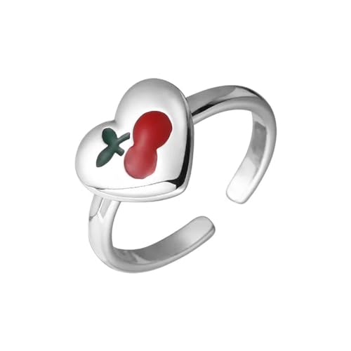 Hmsanase Ring Ringe Damen Bijouterie Herren Ring Für Damen, Herz-Finger-Offener Vintage-Ring, Größenverstellbares Bild von Hmsanase