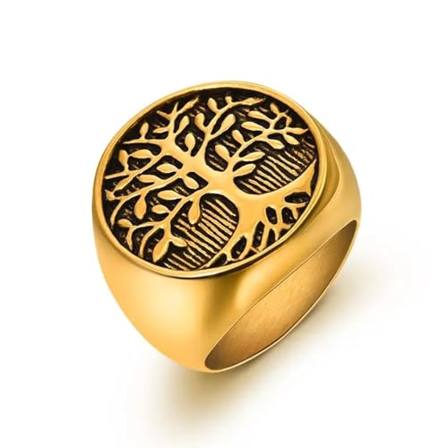 Hmsanase Ring Ringe Damen Bijouterie Herren Ring Für Männer Baumringe Frauen Männer Ehering Punk Hip Hop Geschenk 10 Gold von Hmsanase