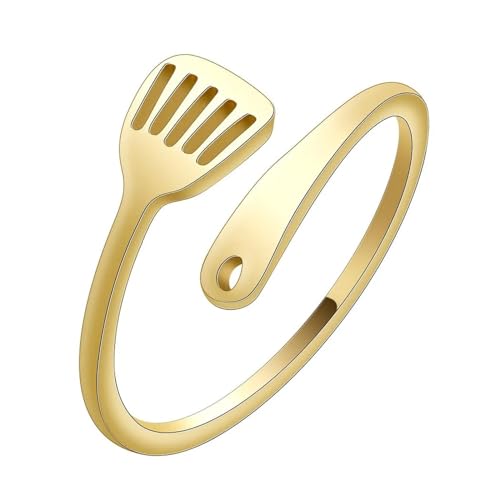 Hmsanase Ring Ringe Damen Bijouterie Herren Schaufelförmiger Ring Charmanter Damenring Party Gold von Hmsanase