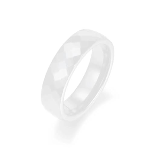 Hmsanase Ring Ringe Damen Bijouterie Herren Schwarz-Weiße Ringe, Klassische Hochzeits- Und Verlobungsringe Für Damen, 6 R18014-Weiß von Hmsanase