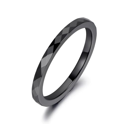 Hmsanase Ring Ringe Damen Bijouterie Herren Schwarz-Weiße Ringe, Klassische Hochzeits- Und Verlobungsringe Für Damen, 7 R19051-Schwarz von Hmsanase