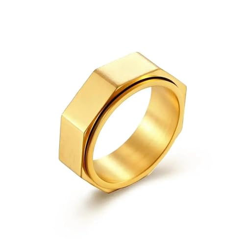 Hmsanase Ring Ringe Damen Bijouterie Herren Sechseckiger Ring In Nussform, Der Angst Und Dekompression Lindert, Neutraler Spinnerring, 10 Gold von Hmsanase