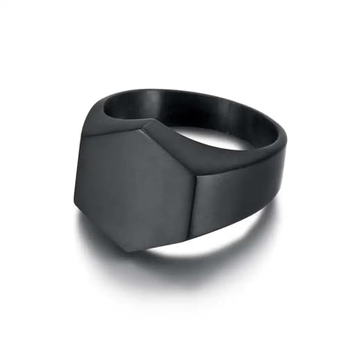 Hmsanase Ring Ringe Damen Bijouterie Herren Sechseckiger Ring Mit Flacher Oberseite Für Männer, 3 Farben, Klassische Herrenringe, Geschenk Für Männer, 7, Schwarz von Hmsanase