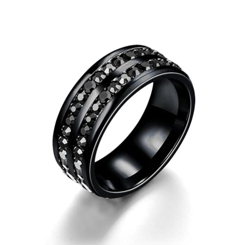 Hmsanase Ring Ringe Damen Bijouterie Herren Trendy 6Mm Einreihige Ringe Für Männer Frauen Mode Regenbogen Paar Ehering 6 8Mm-Schwarzfarbe von Hmsanase