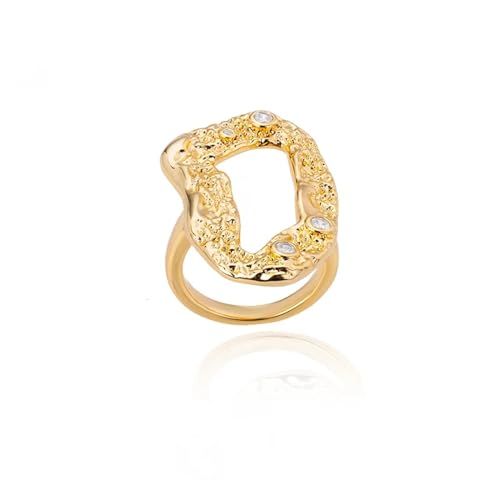 Hmsanase Ring Ringe Damen Bijouterie Herren Unregelmäßige Ringe Für Frauen, Geometrischer Punk-Ring, 8 Gold von Hmsanase