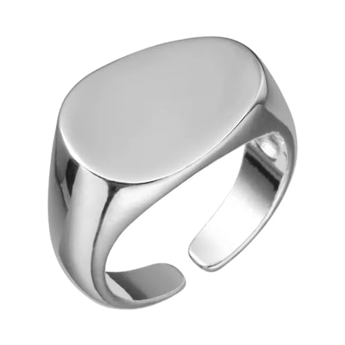 Hmsanase Ring Ringe Damen Bijouterie Herren Unregelmäßige Ringe Mit Flacher Oberfläche Für Frauen, Weiblich, Einfacher Retro-Stil, Veränderbares Bild von Hmsanase