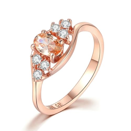 Hmsanase Ring Ringe Damen Bijouterie Herren Verlobungsringe, Ovale Kristallringe Für Damen, Fingerringe Für Damen, Hochzeit, 7 Orange von Hmsanase